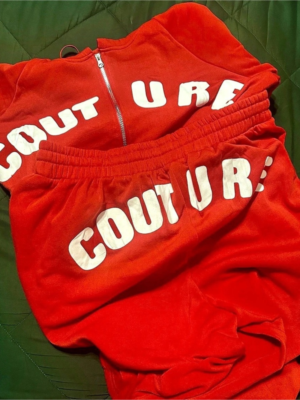 Fashion Nova Red & White Jogger Set